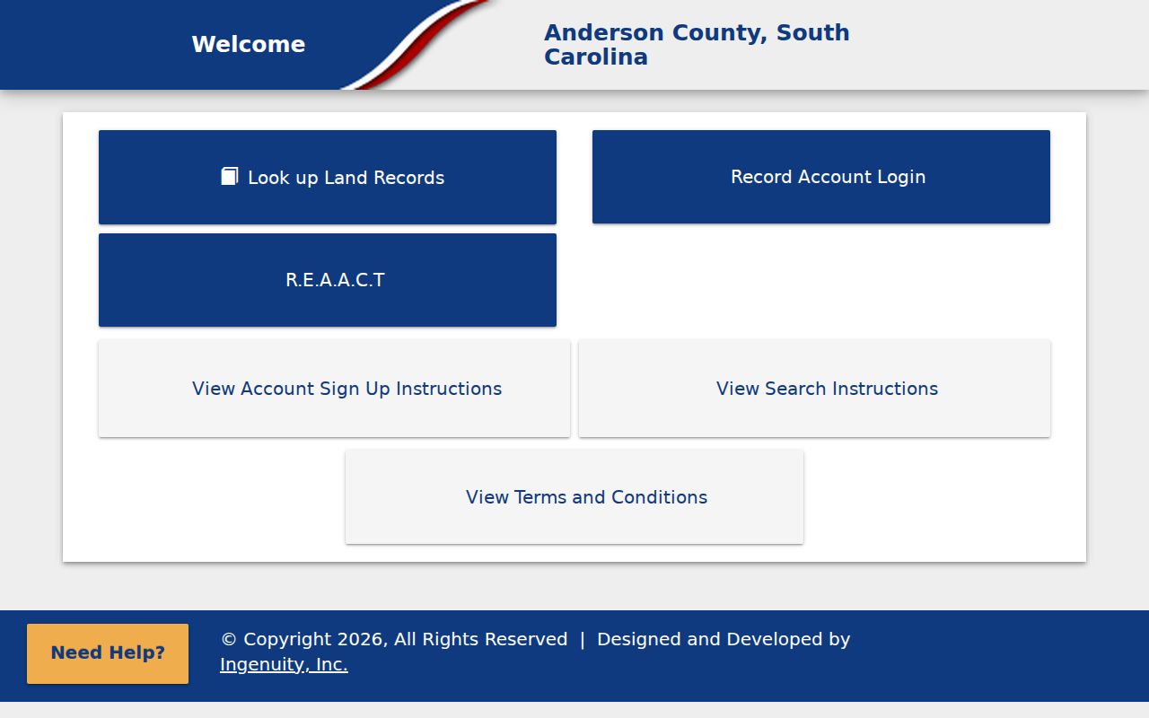 Anderson previous residents deed index and land records entrance