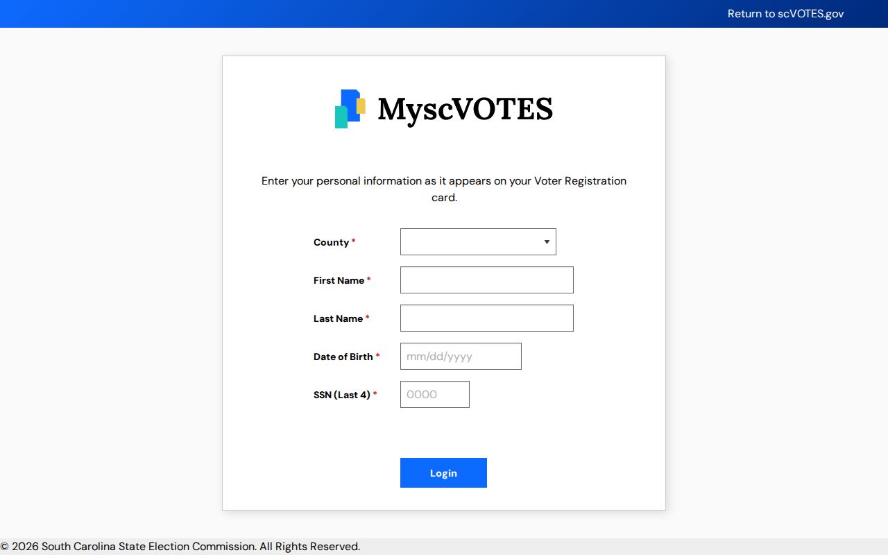 Anderson resident lookup using the South Carolina MySCVotes personal registration check